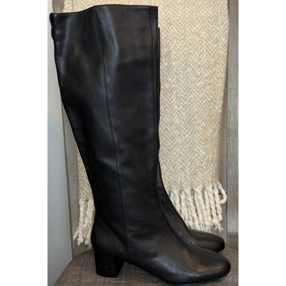 Kurt Geiger Size 9.5 heel boot women's black leather Elmer knee High eagle 40.5 - Picture 2 of 16